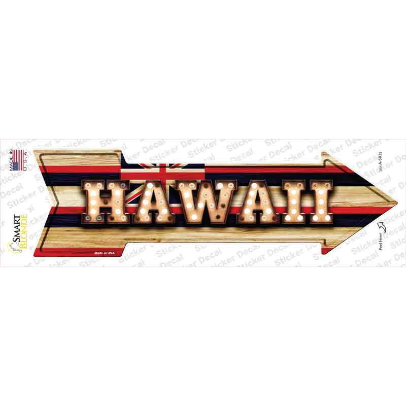 Hawaii Bulb Lettering Novelty Arrow Sticker Decal Small