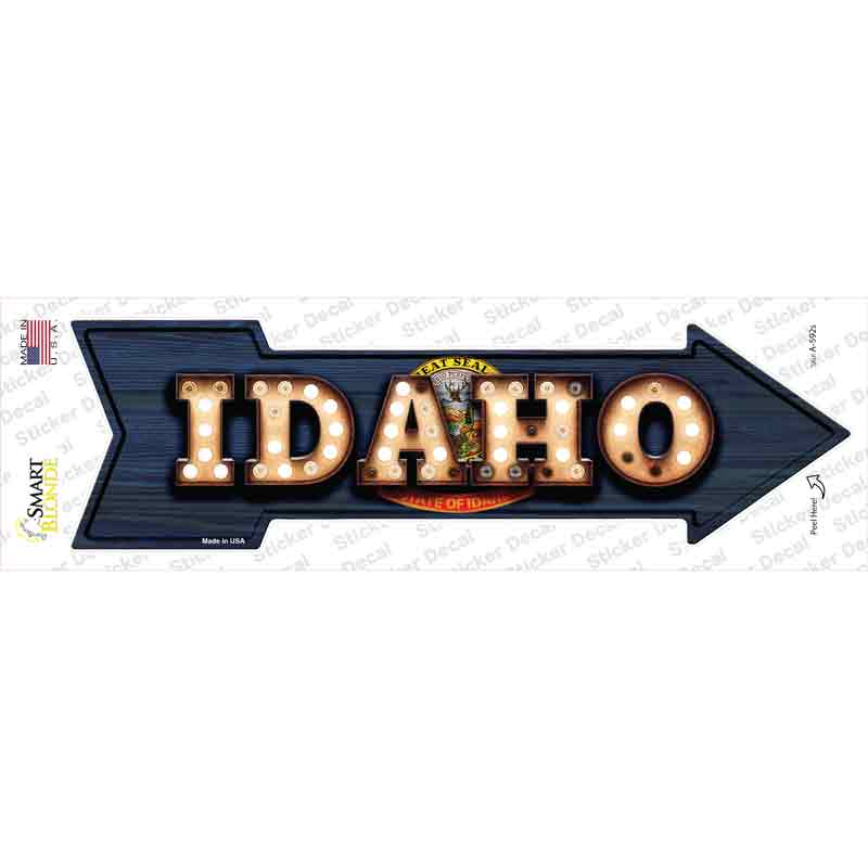 Idaho Bulb Lettering Novelty Arrow Sticker Decal Small