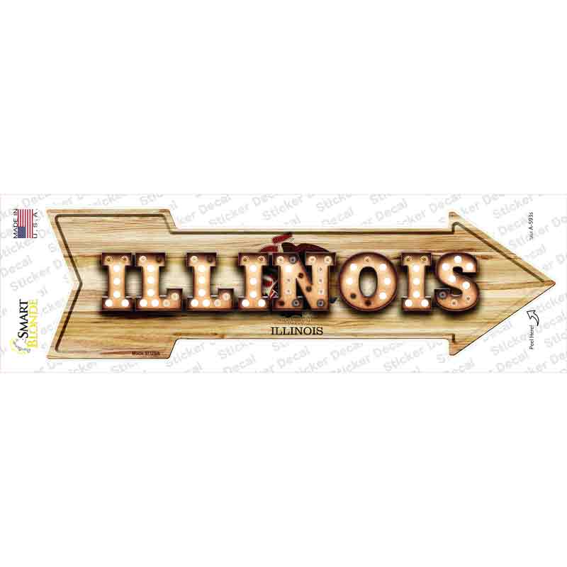 Illinois Bulb Lettering Novelty Arrow Sticker Decal Small