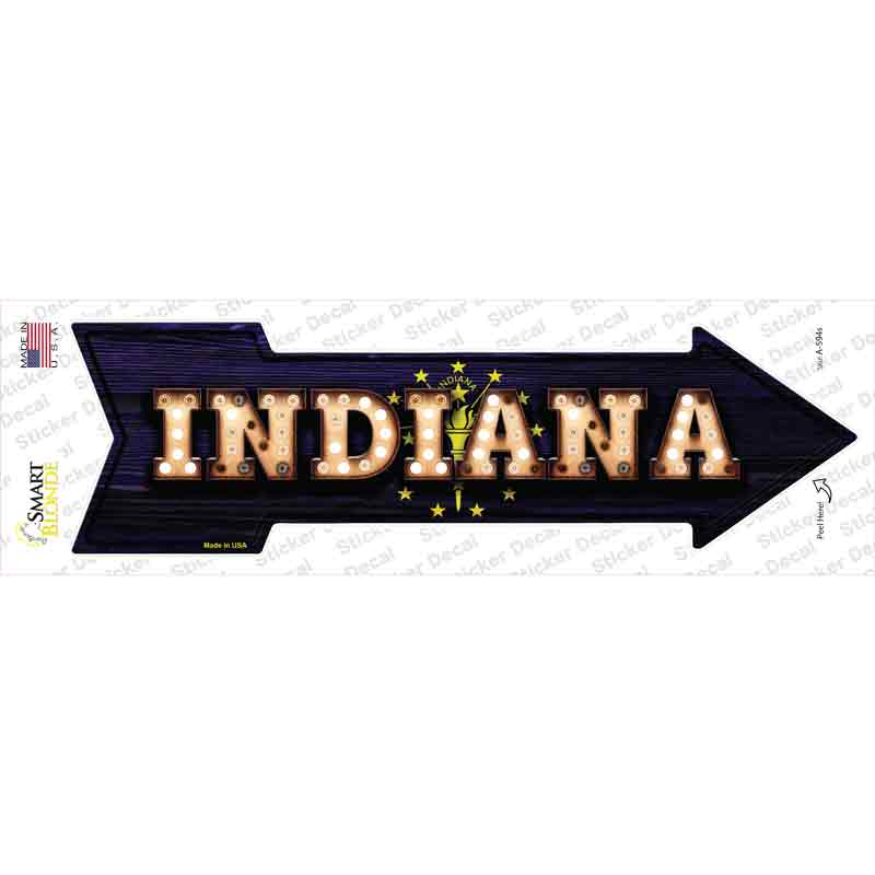 Indiana Bulb Lettering Novelty Arrow Sticker Decal Small