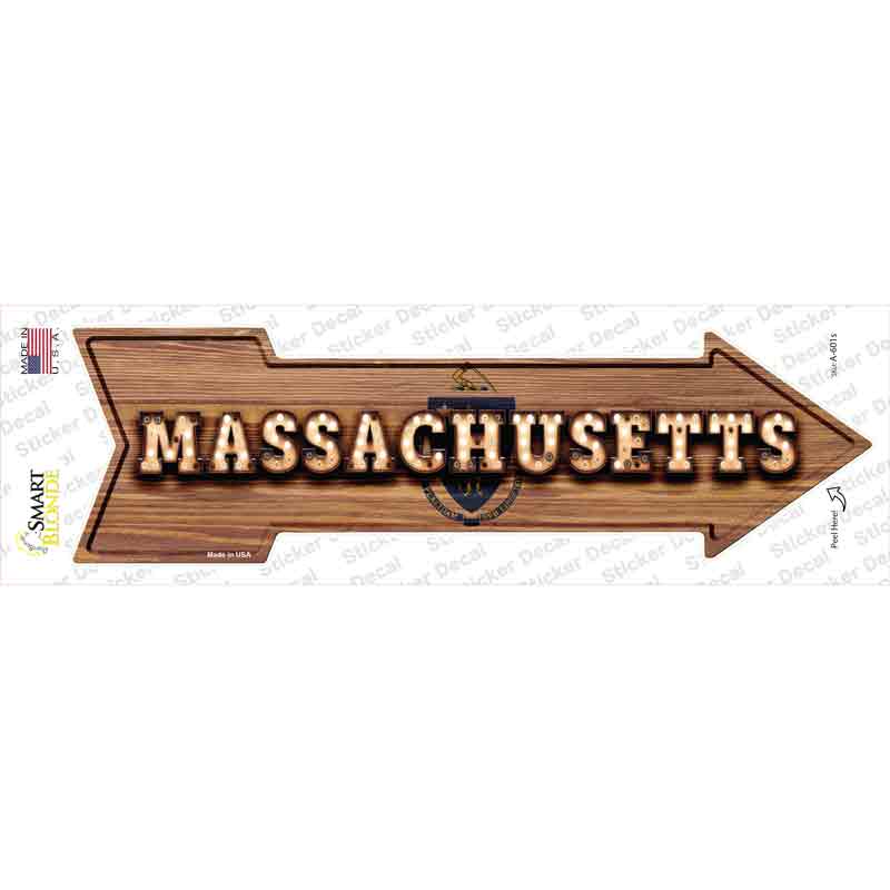 Massachusetts Bulb Lettering Novelty Arrow Sticker Decal Small