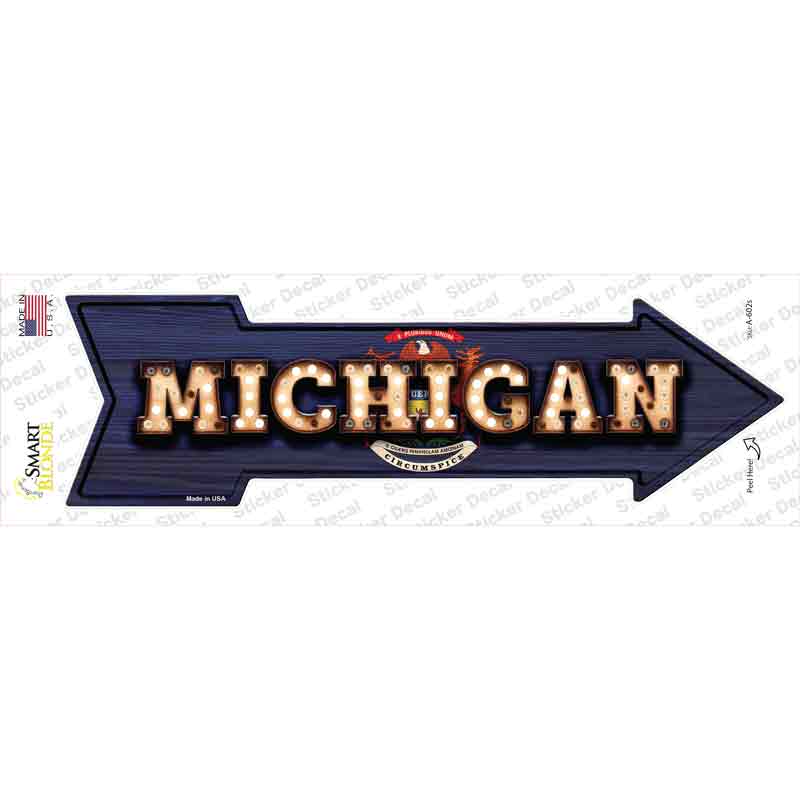 Michigan Bulb Lettering Novelty Arrow Sticker Decal Small