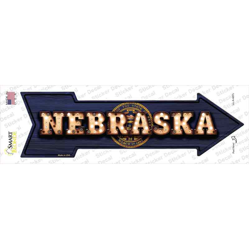 Nebraska Bulb Lettering Novelty Arrow Sticker Decal Small