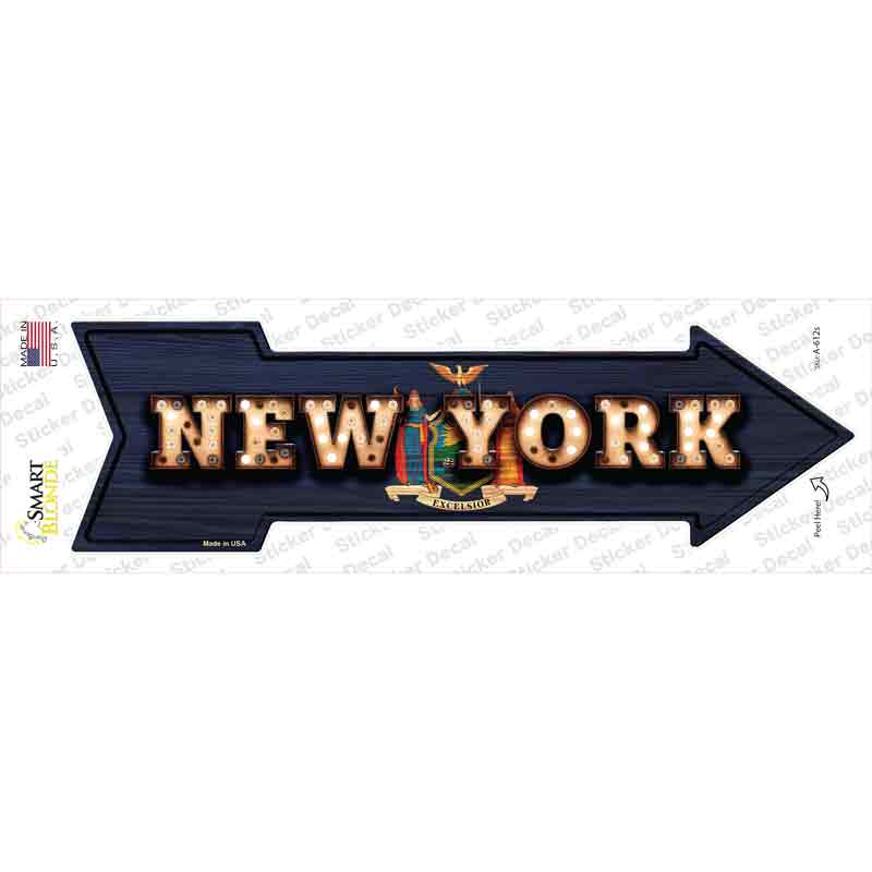 New York Bulb Lettering Novelty Arrow Sticker Decal Small