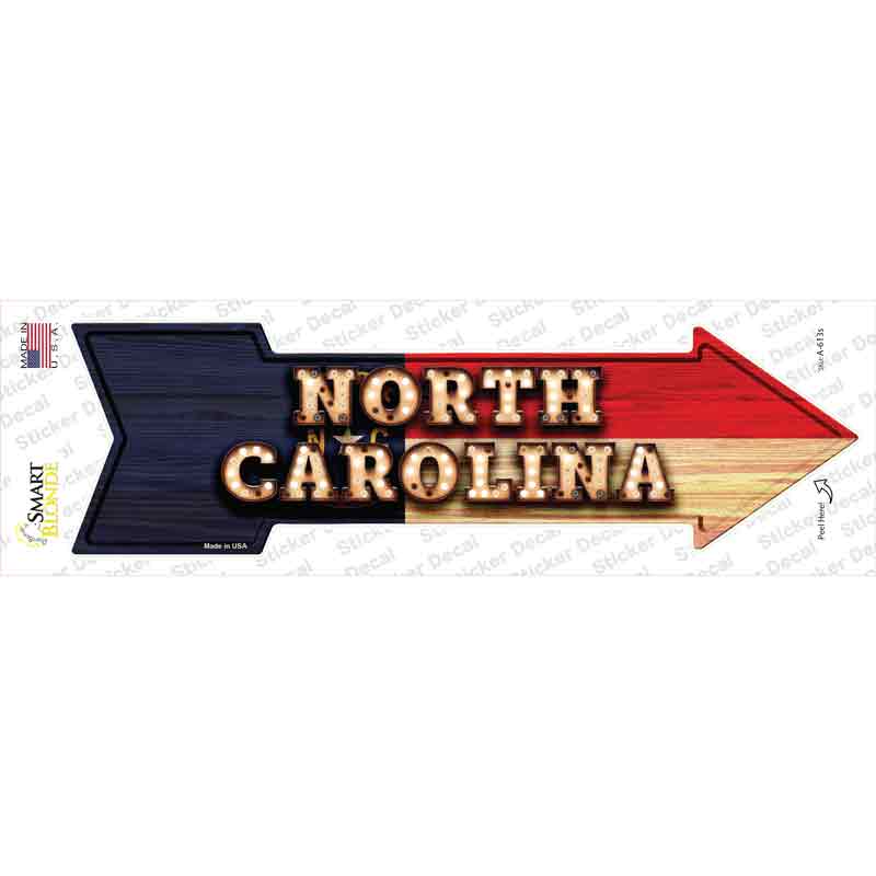 North Carolina Bulb Lettering Novelty Arrow Sticker Decal Small