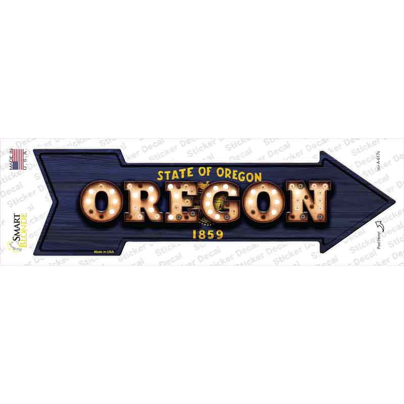 Oregon Bulb Lettering Novelty Arrow Sticker Decal Small