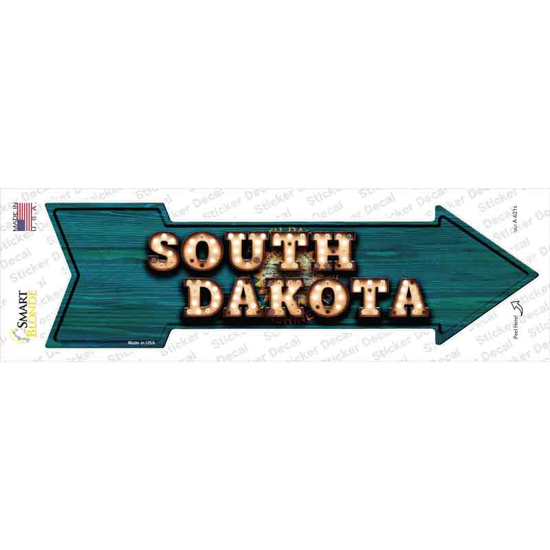 South Dakota Bulb Lettering Novelty Arrow Sticker Decal Small