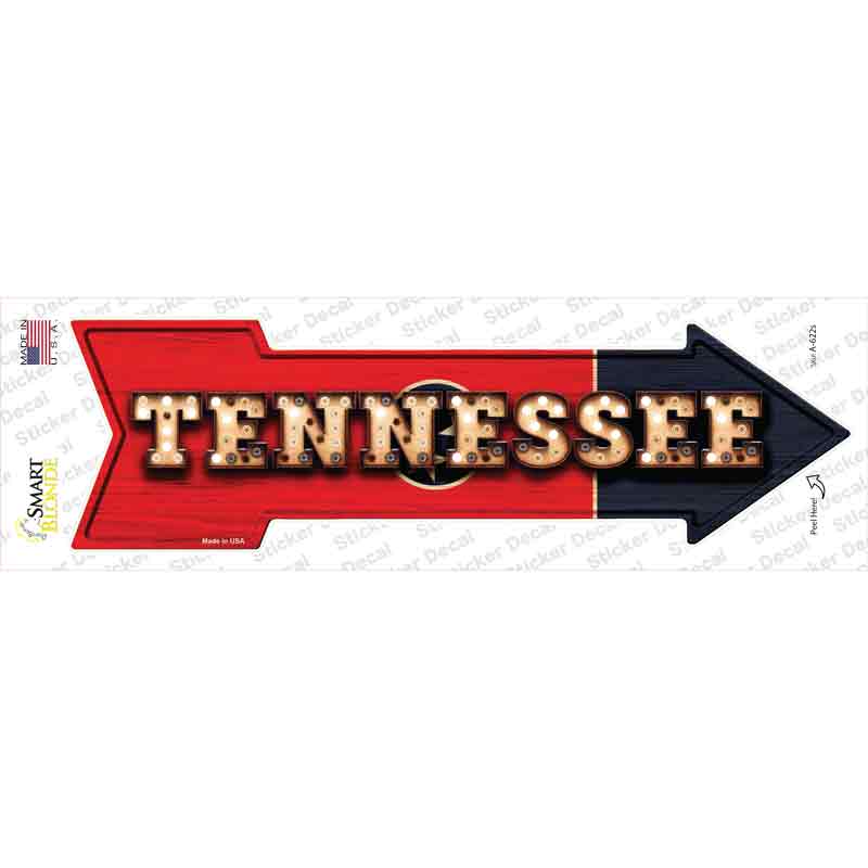 Tennessee Bulb Lettering Novelty Arrow Sticker Decal Small