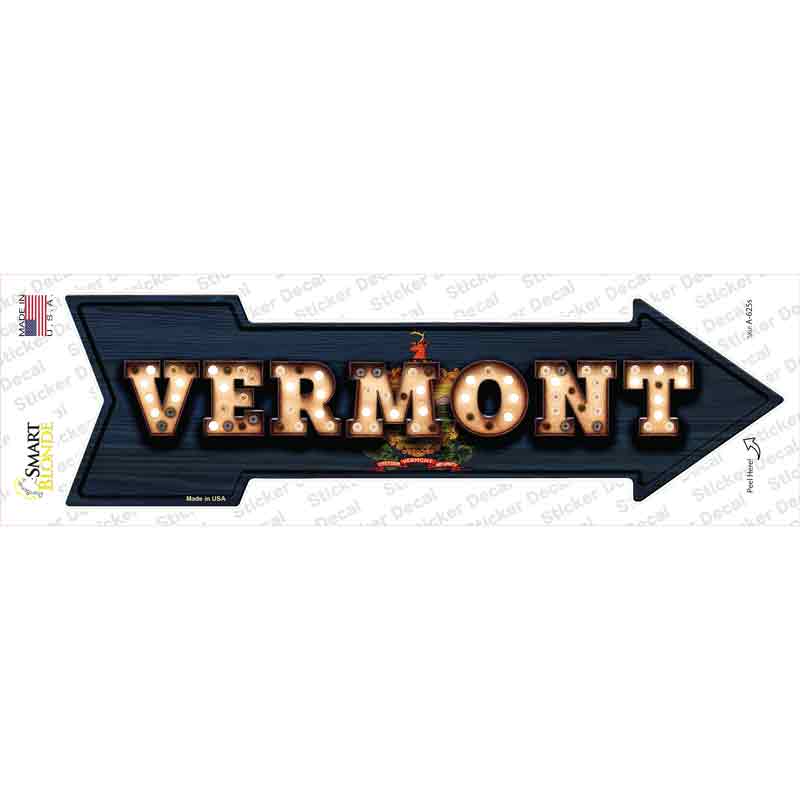 Vermont Bulb Lettering Novelty Arrow Sticker Decal Small