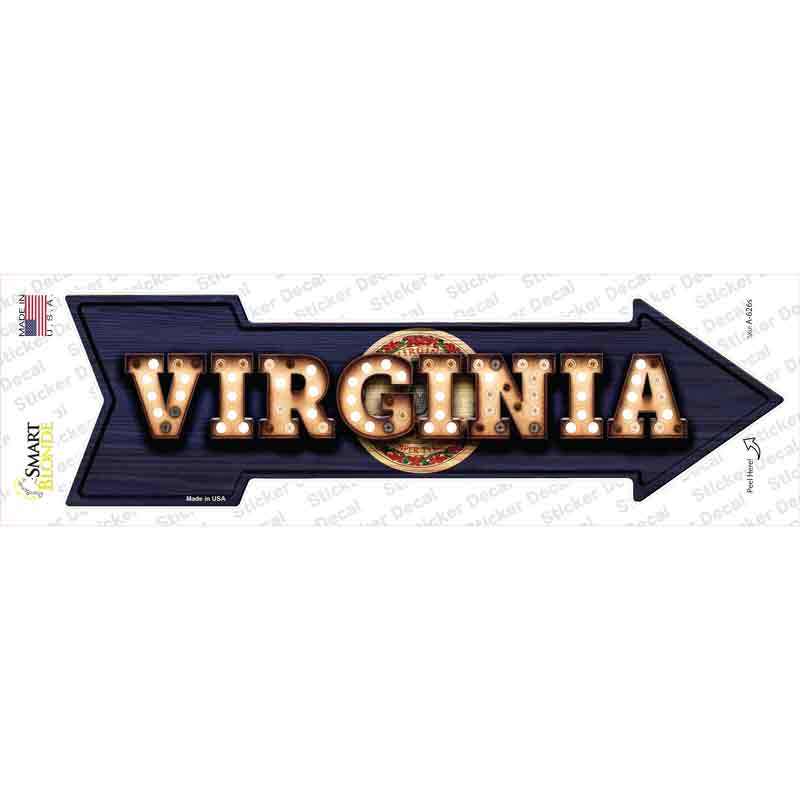 Virginia Bulb Lettering Novelty Arrow Sticker Decal Small