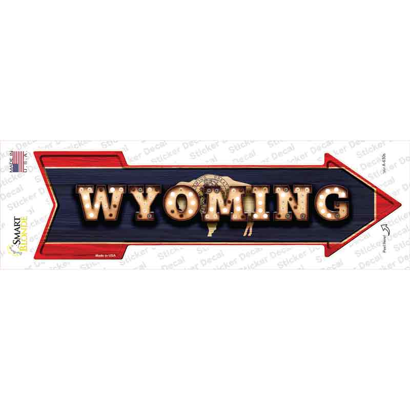 Wyoming Bulb Lettering Novelty Arrow Sticker Decal Small