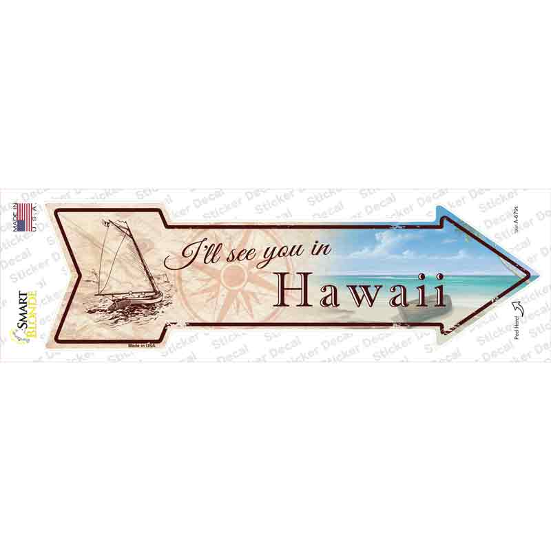 Ill See You In Hawaii Novelty Arrow Sticker Decal Small