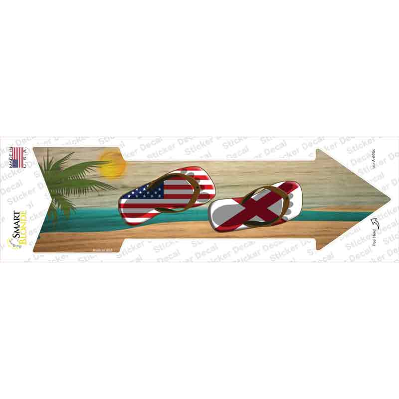 US and Alabama Flag Flip Flop Novelty Arrow Sticker Decal Small