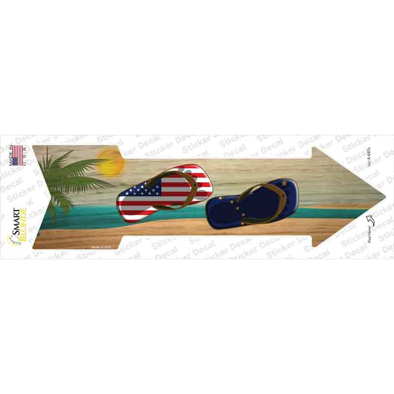 US and Alaska Flag Flip Flop Novelty Arrow Sticker Decal Small