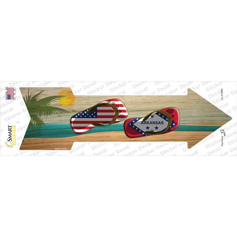 US and Arkansas Flag Flip Flop Novelty Arrow Sticker Decal Small