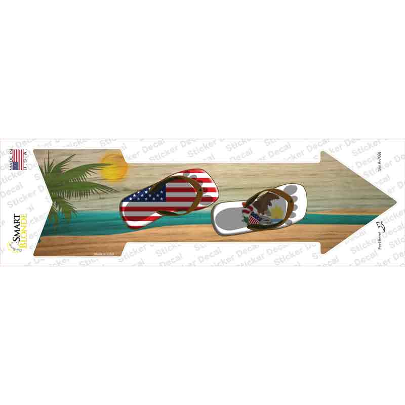 US and Illinois Flag Flip Flop Novelty Arrow Sticker Decal