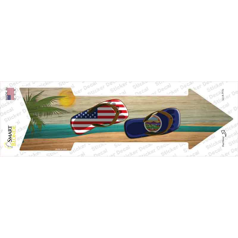 US and Kansas Flag Flip Flop Novelty Arrow Sticker Decal Small