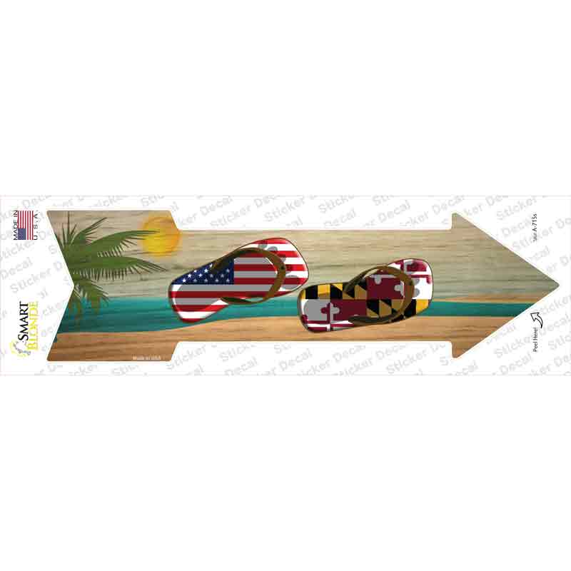 US and Maryland Flag Flip Flop Novelty Arrow Sticker Decal Small