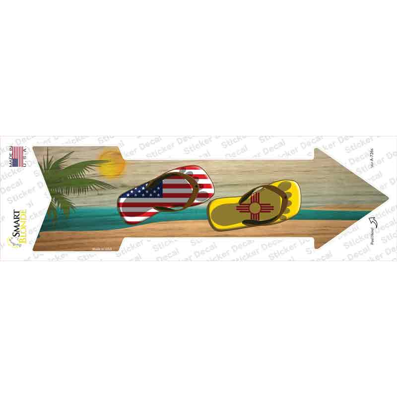 US and New Mexico Flag Flip Flop Novelty Arrow Sticker Decal Small