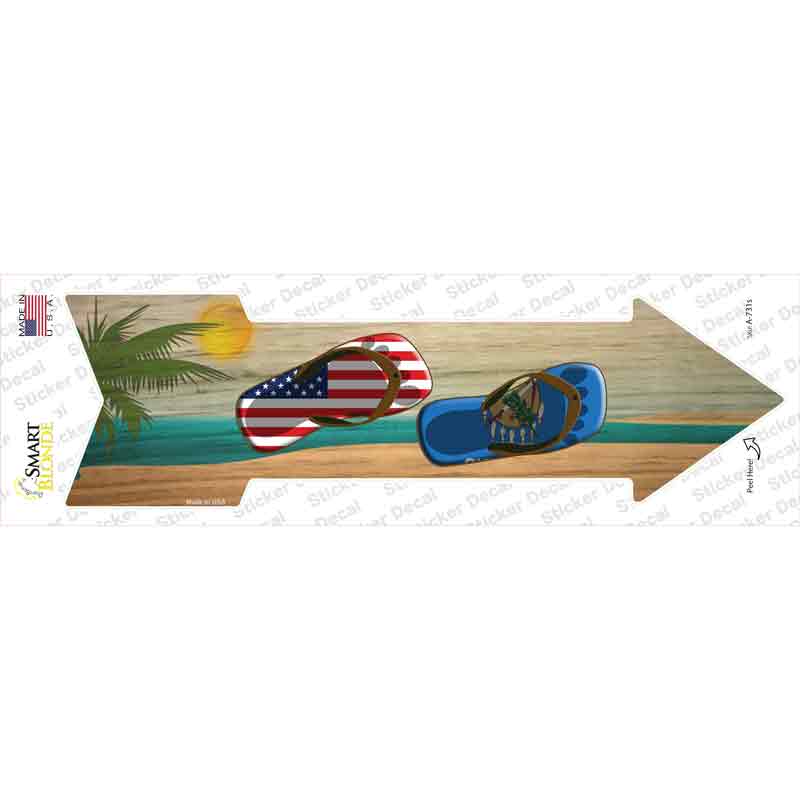 US and Oklahoma Flag Flip Flop Novelty Arrow Sticker Decal