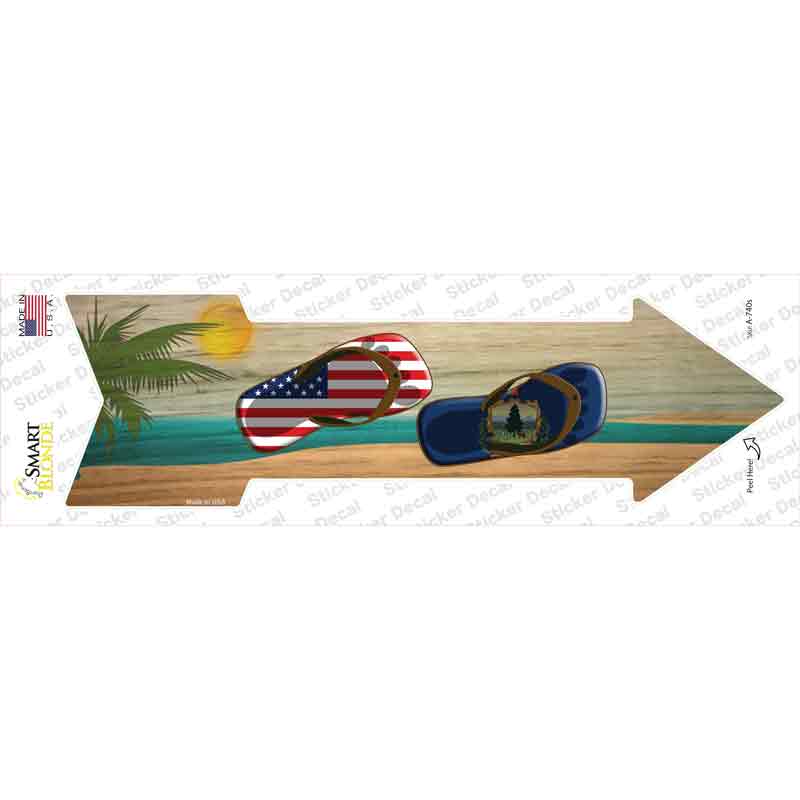 US and Vermont Flag Flip Flop Novelty Arrow Sticker Decal Small