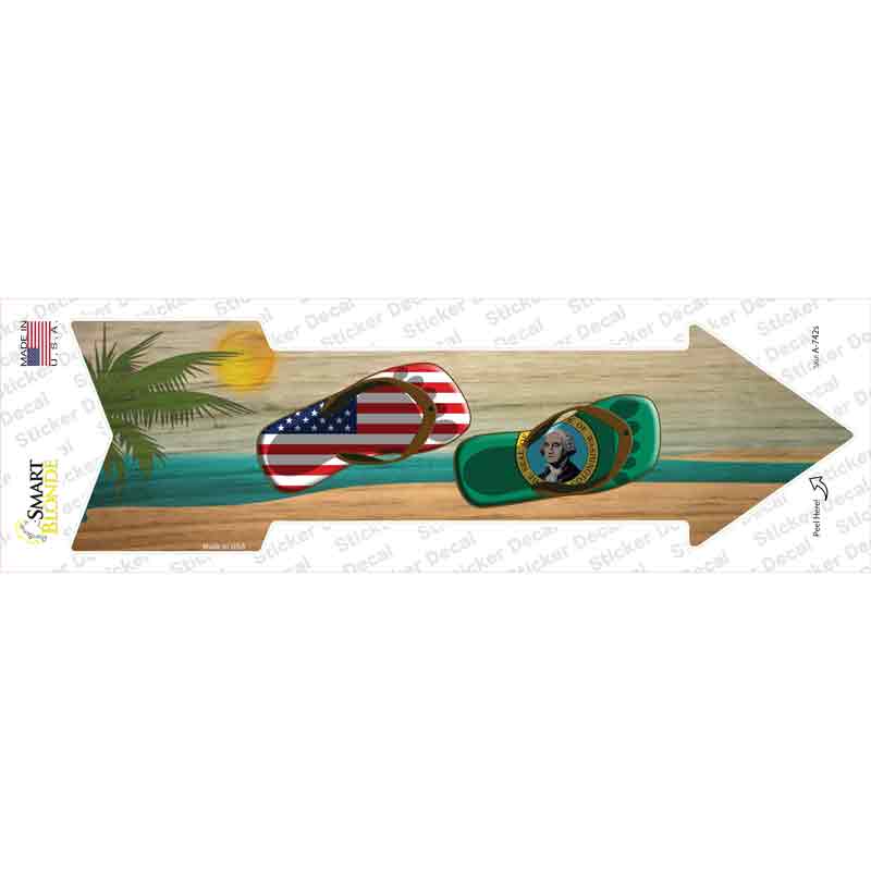 US and Washington Flag Flip Flop Novelty Arrow Sticker Decal Small