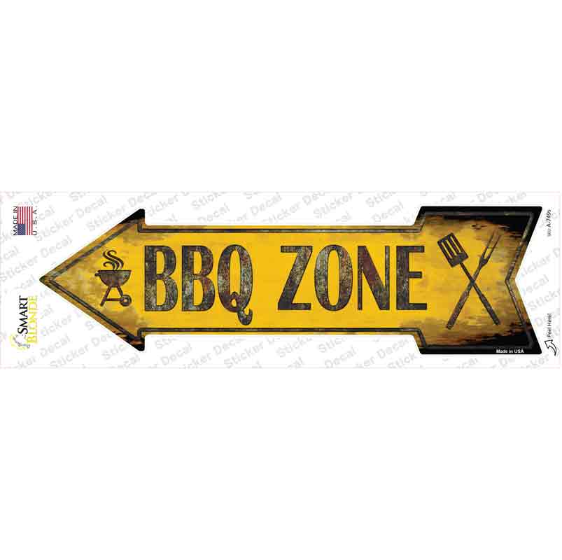 BBQ Zone Left Novelty Arrow Sticker Decal