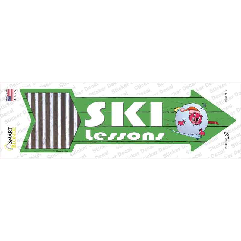 Ski Lessons Novelty Arrow Sticker Decal Small