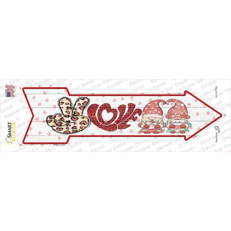 Peace Love Gnomes Hearts Novelty Arrow Sticker Decal