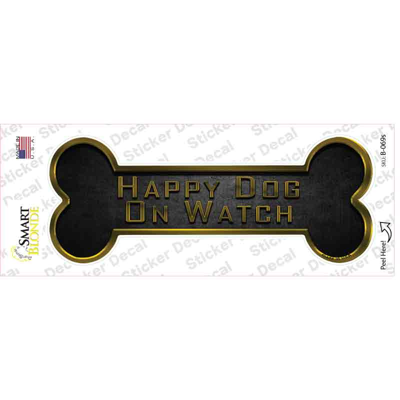 Happy Dog on Watch Novelty Bone Sticker Decal Small