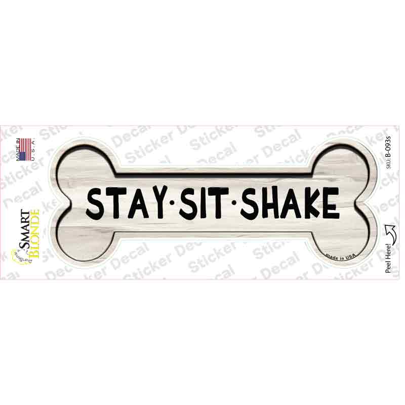 Stay Sit Shake Novelty Bone Sticker Decal Small