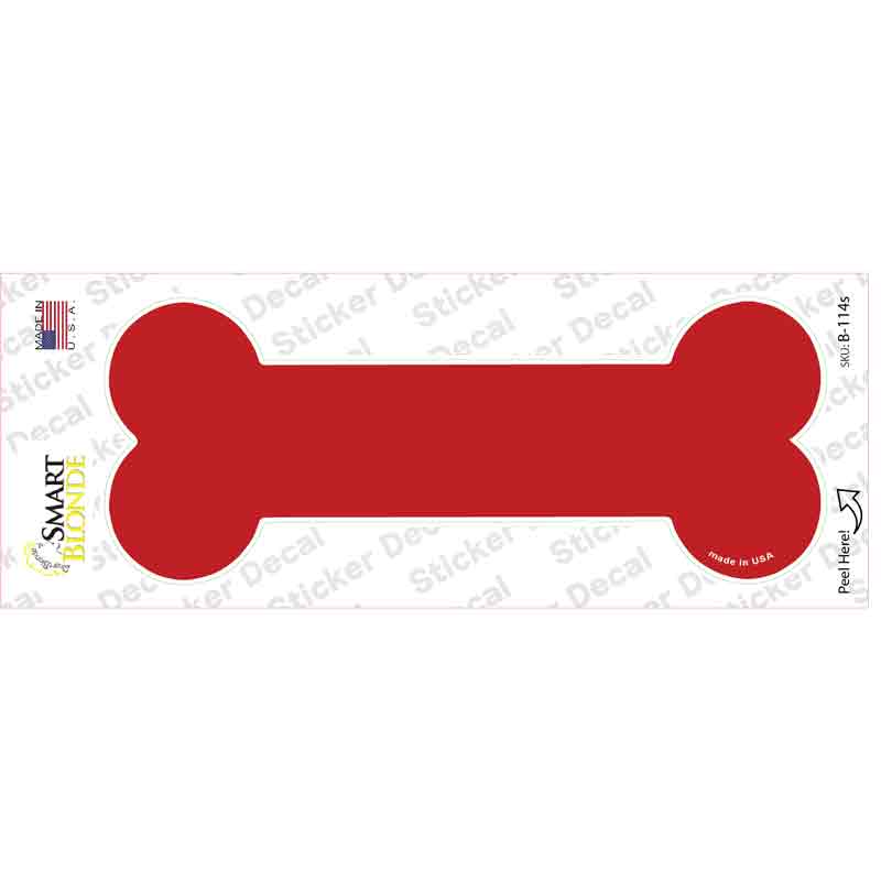 Red Solid Novelty Bone Sticker Decal Small