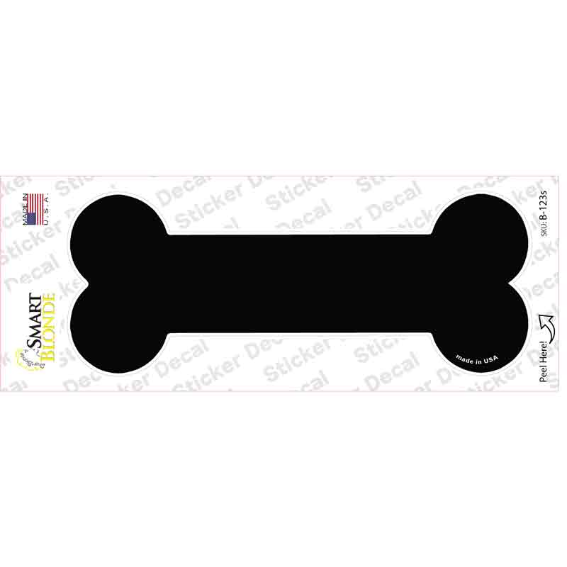 Black Solid Novelty Bone Sticker Decal Small