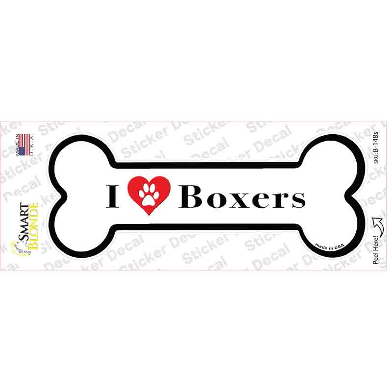 I Love Boxers Novelty Bone Sticker Decal Small