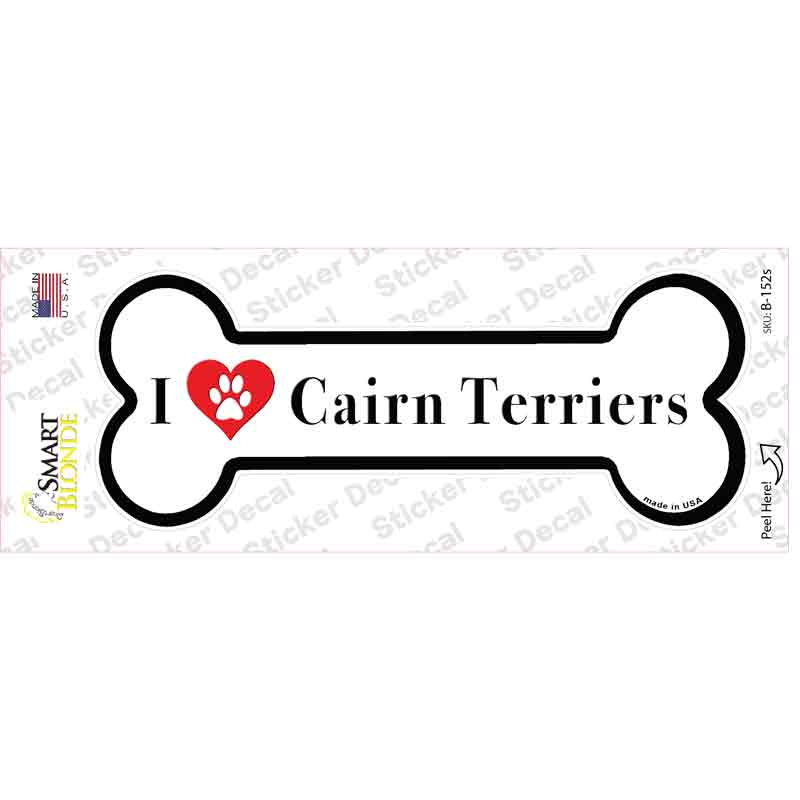 I Love Cairn terrieres Novelty Bone Sticker Decal Small