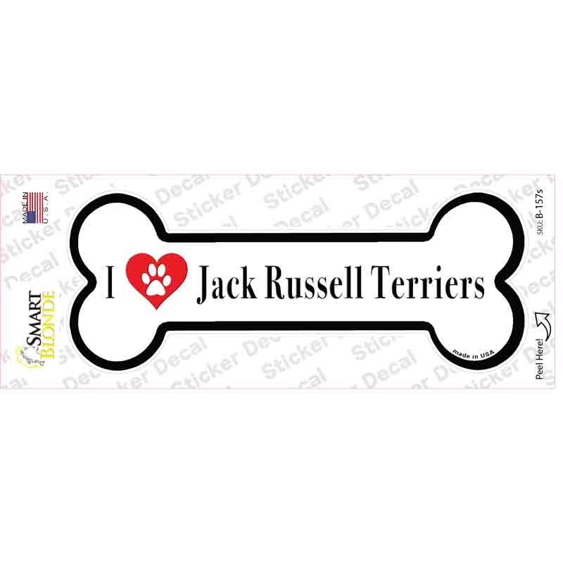 I Love Jack Russell Terriers Novelty Bone Sticker Decal Small