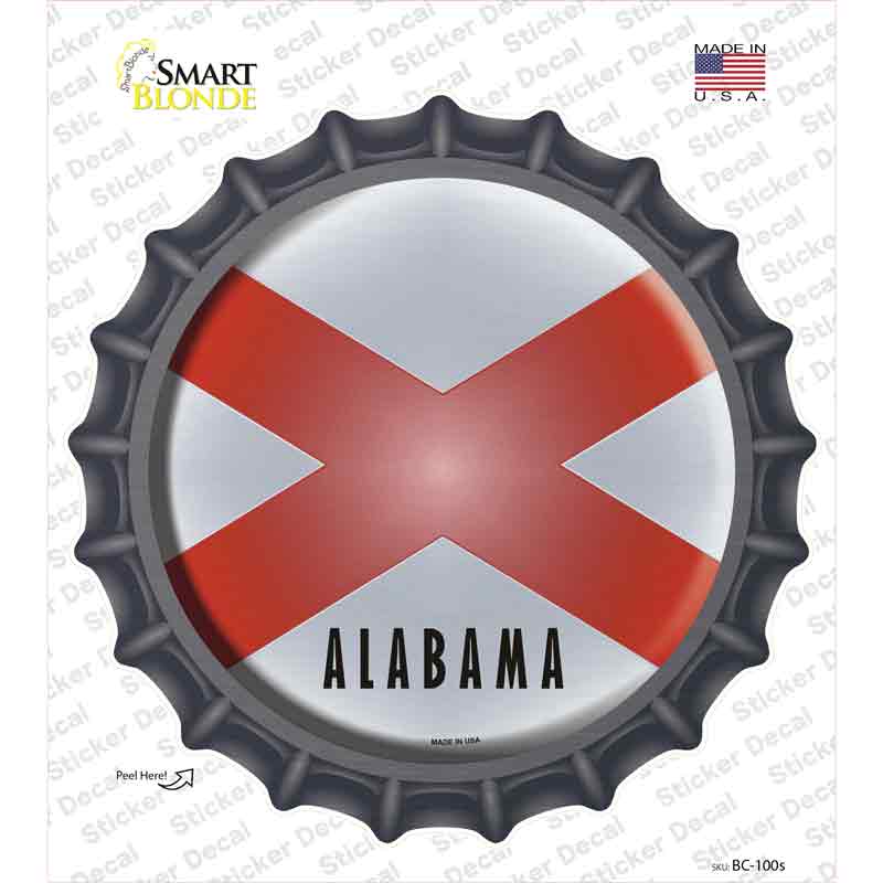 Alabama State Flag Novelty Bottle Cap Sticker Decal Small