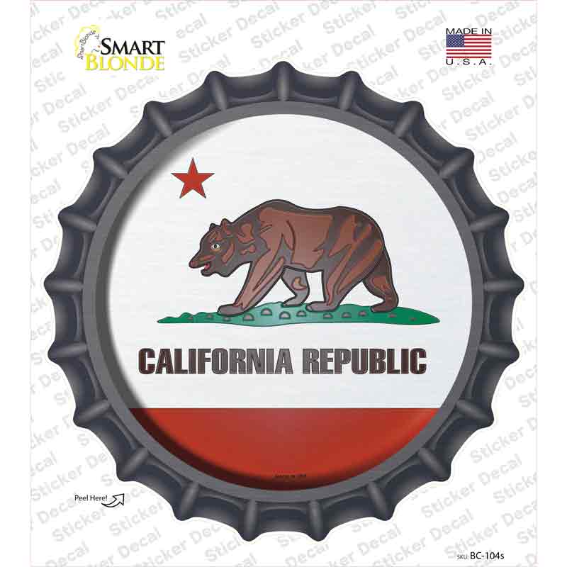 California State Flag Novelty Bottle Cap Sticker Decal Small