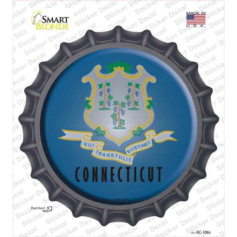 Connecticut State Flag Novelty Bottle Cap Sticker Decal Small