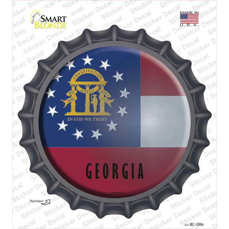 Georgia State Flag Novelty Bottle Cap Sticker Decal Small