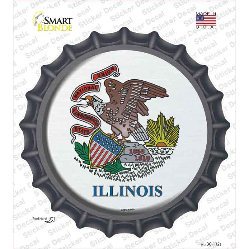 Illinois State Flag Novelty Bottle Cap Sticker Decal Small