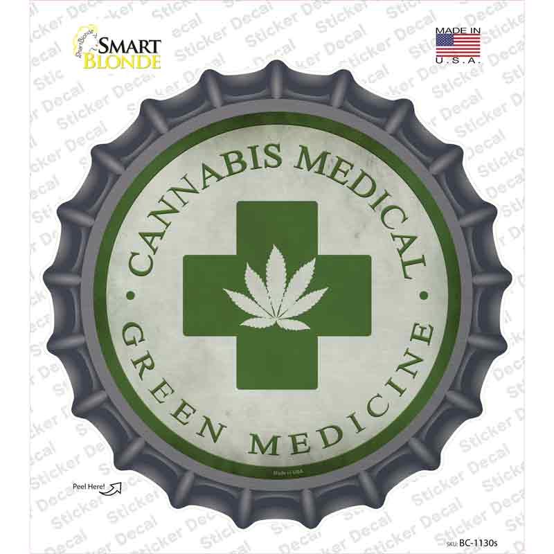 Cannabis Medicine Novelty Bottle Cap Sticker Decal Small