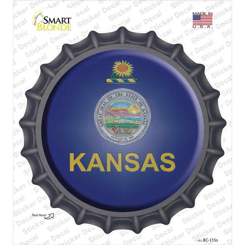 Kansas State Flag Novelty Bottle Cap Sticker Decal