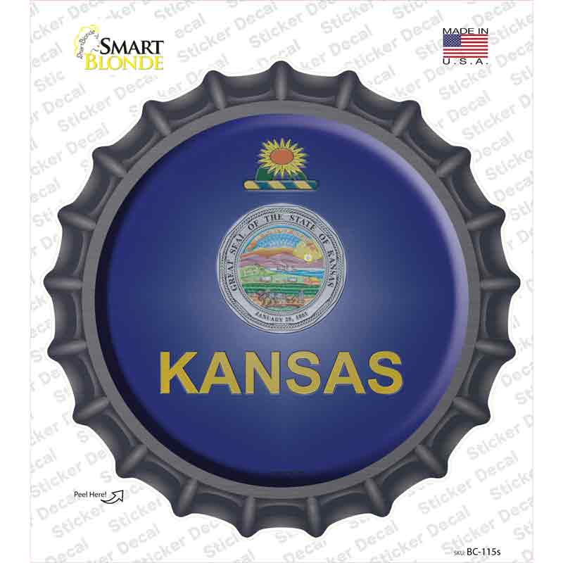 Kansas State Flag Novelty Bottle Cap Sticker Decal Small