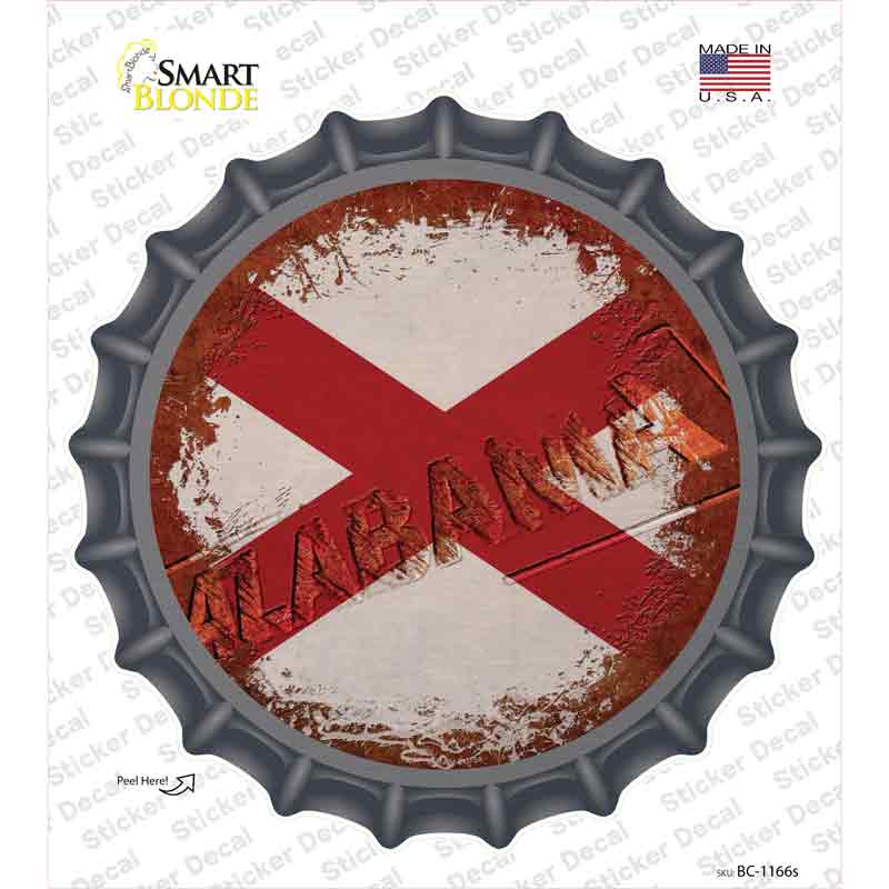 Alabama Rusty Stamped Novelty Bottle Cap Sticker Decal Small