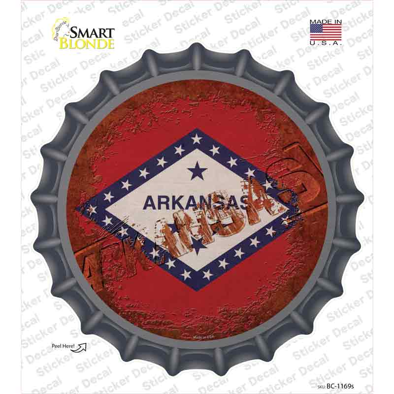 Arkansas Rusty Stamped Novelty Bottle Cap Sticker Decal Small