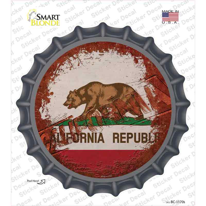 California Rusty Stamped Novelty Bottle Cap Sticker Decal Small