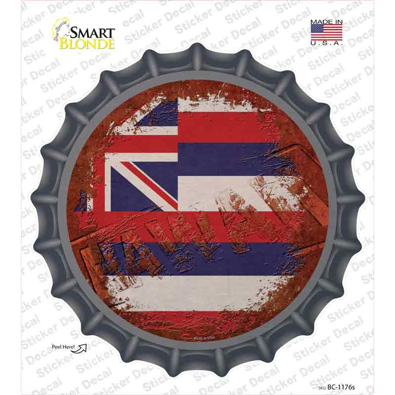 Hawaii Rusty Stamped Novelty Bottle Cap Sticker Decal Small