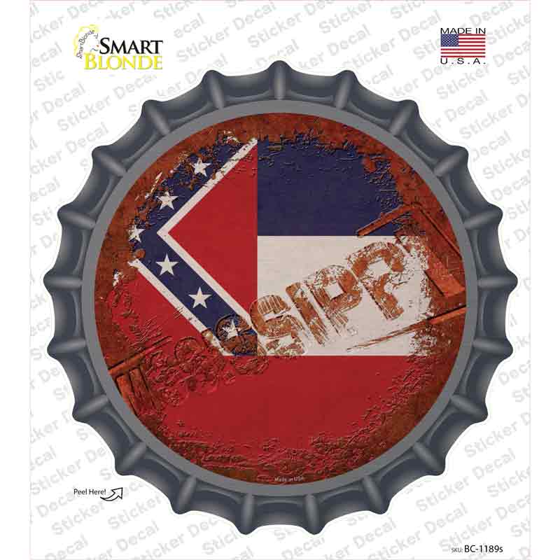 Mississippi Rusty Stamped Novelty Bottle Cap Sticker Decal Small