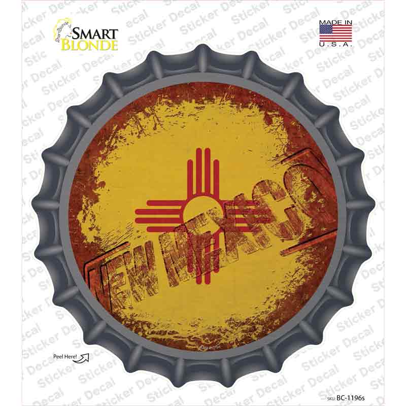 New Mexico Rusty Stamped Novelty Bottle Cap Sticker Decal Small